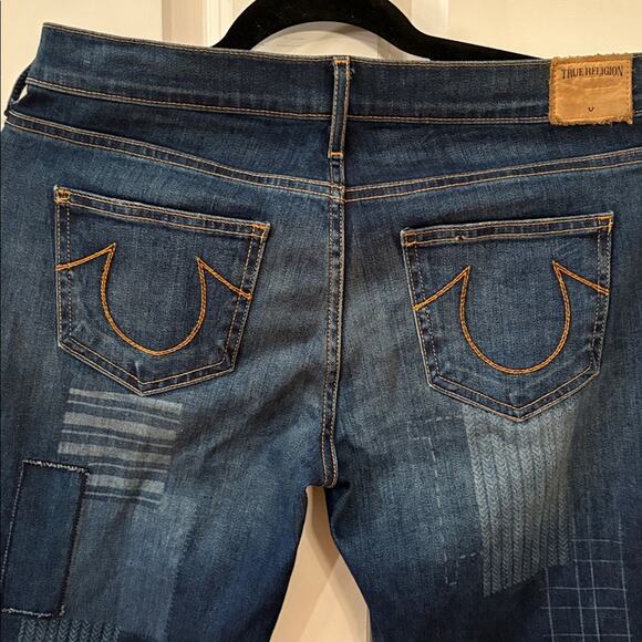 NWOT True Religion Cora Straight Leg Patched Jeans Size 29 - Picture 8 of 15